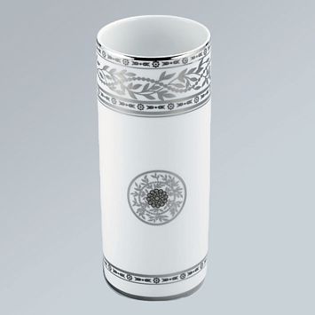 THG MARQUISE BLANC DECOR PLATINE Ваза керамическая, настольная, декор платина, цвет: белый