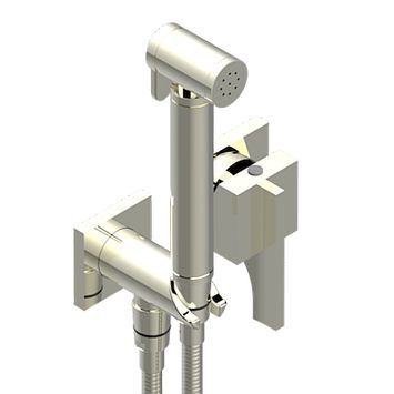 THG Hamptons Гигиенический душ в комплекте с встраиваемым однорычажным смесител, шланг 125см, держатель, с подвод воды, внешн часть, цвет: Polished nickel