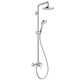 Душевая система Hansgrohe Croma Select S 180 SHP, верхний душ 187мм, с ручным душем и однорычажным смесителем, цвет: белый/хром купить в Москве: интернет-магазин StudioArdo