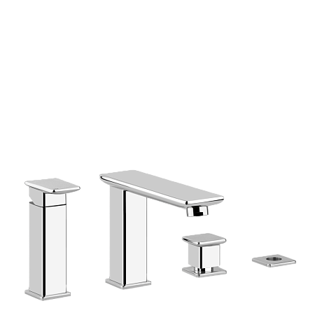 Смеситель для ванны с четырьмя отверстиями, отводом, носиком для наполнения ванны и гибким шлангом длиной 1,50 м.  ручным душем Gessi Ispa  хром
