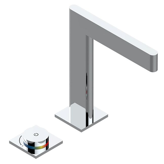 THG ICON-X METAL Смеситель для раковины, 2 отв., электронный, с донным клапаном, цвет: хром