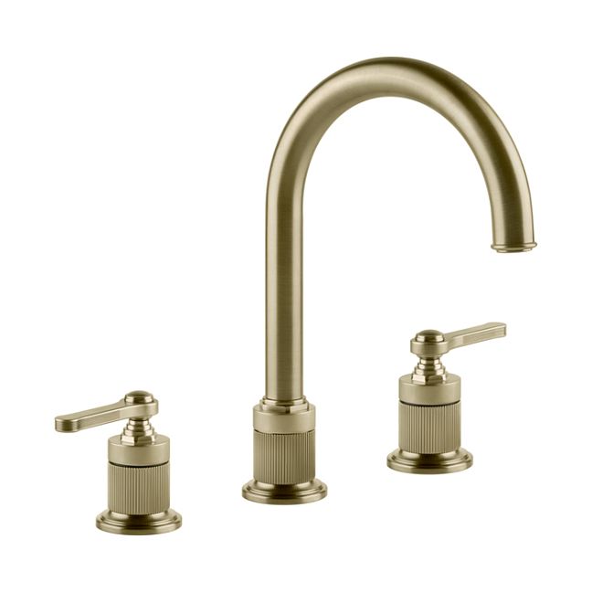 Gessi Venti20 Смеситель для раковины на 3 отверстия, высота излива 168 мм., в комплекте с донным клапаном, Brushed Brass PVD