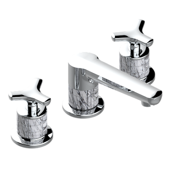 Смеситель THG System Howlite для раковины на три отверстия устанавливаемый на борту с донным клапаном