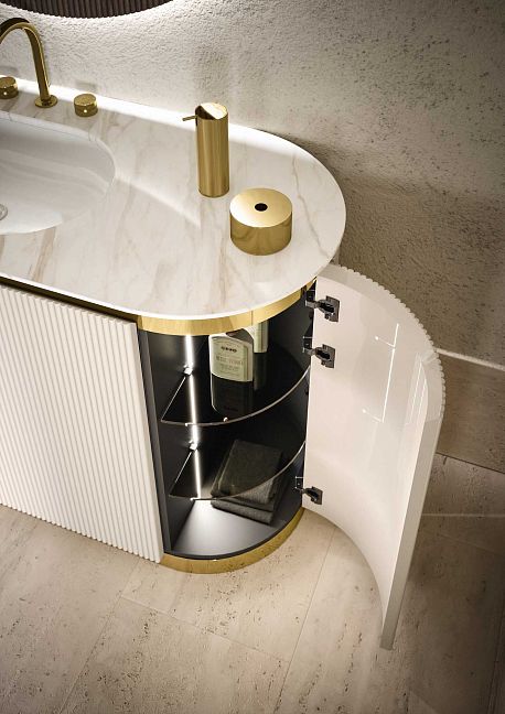 Комплект мебели Oasis Naos, напольный, столешница calacatta oro,  Глянцевый лакированный цвет "Tortora Elegance" / Глянцевое золото