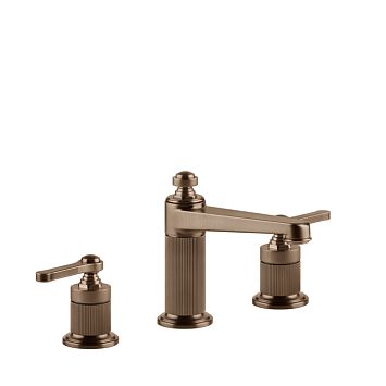 Gessi Venti20 Смеситель для раковины на 3 отверстия, высота излива 98 мм., в комплекте с донным клапаном, Copper Brushed PVD