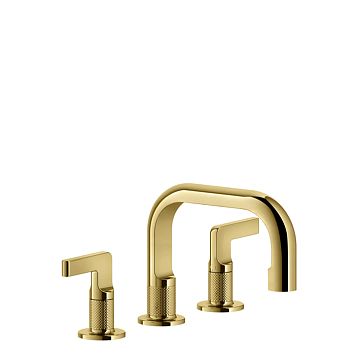 Gessi Inciso Смеситель для раковины на 3 отверстия с донным клапаном, излив 140мм, h=145мм золото