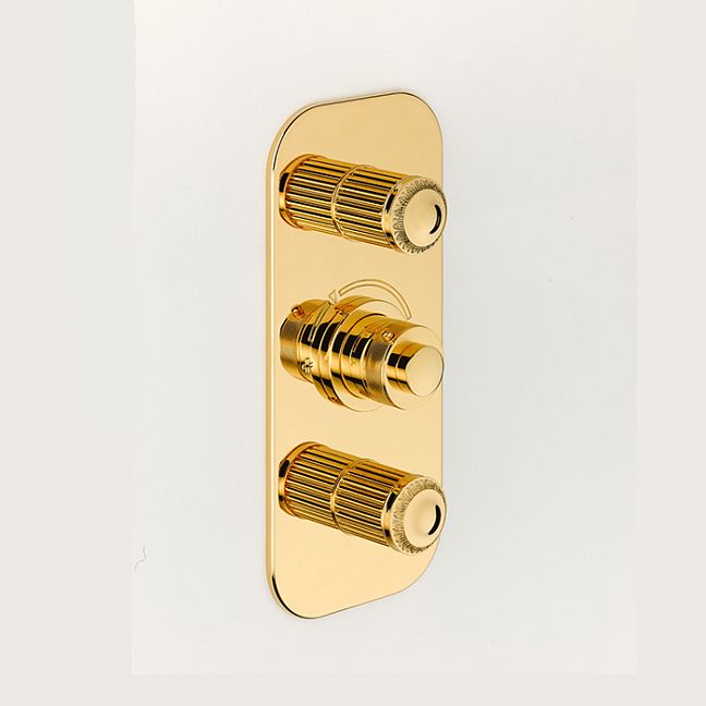 THG Malmaison metal Смеситель для душа встраиваемый, термостатический, с 2 запорными вентилями, внешняя часть, цвет: полированное золото