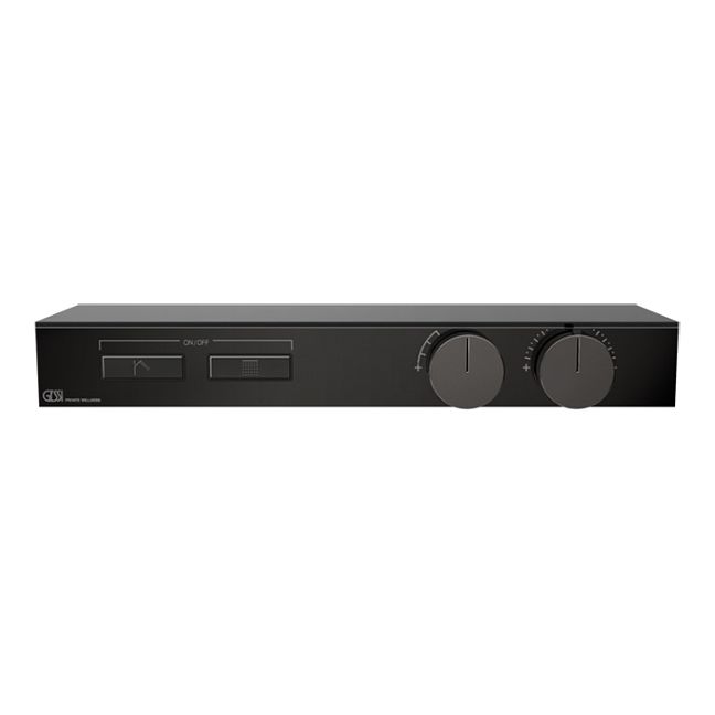 Gessi Hi-Fi Термостат для душа, с вкл. до 2 источников одновременно (внешняя часть), с полкой из черного мат. стекла, Black Metal PVD