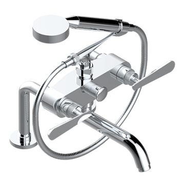 Смеситель THG Dean для ванны/душа устанавливаемый на борту на два отверстия с душем и шлангом - 150 мм между центрами