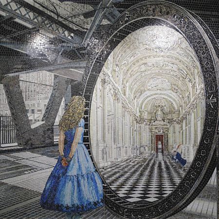 Художественное панно из мозаики Алиса в стране чудес