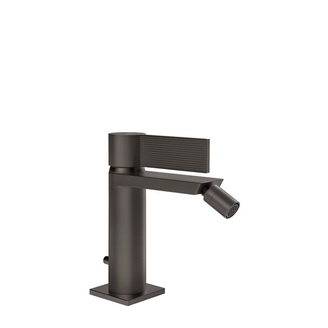 Gessi Inverso Rigato Смеситель для биде с донным клапаном и соединительными шлангами, Black Metal Brushed PVD