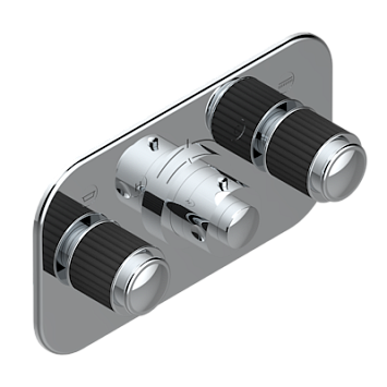 Накладка THG Jaipur Black Onyx с ручкой регулировки температуры и двумя маховиками для термостатического смесителя с горизонтальной установкой