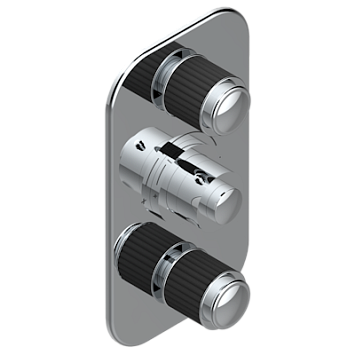 Накладка THG Jaipur Black Onyx с ручкой регулировки температуры и двумя маховиками для термостатического смесителя 5400AE