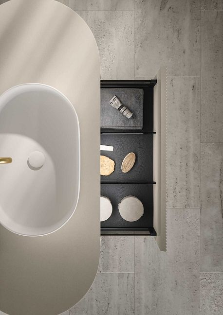 Комплект мебели Oasis Naos, подвесной, столешница: покрытие Purefeel , Отделка: Матовый лакированный цвет "Corda Elegance" / Сатиновое золото