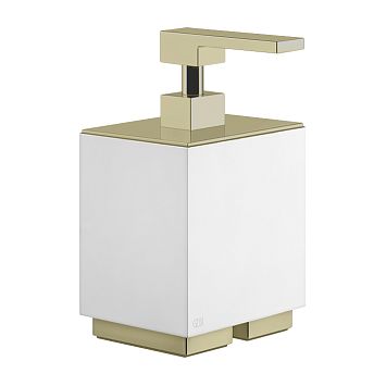 Gessi Rettangolo Дозатор для жидкого мыла настольный белый, Brass Brushed PVD