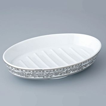 THG Marquise platinum decor Мыльница керамическая, настольная, декор платина, цвет: белый