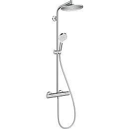 Душевая стойка с термостатом Hansgrohe Crometta Showerpipe , верхний душ d-240мм, гибкий шланг с ручной лейкой, хром купить в Москве: интернет-магазин StudioArdo