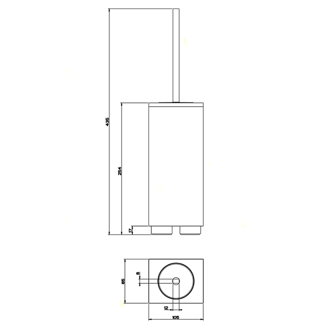 Gessi Rettangolo Ершик для унитаза напольный, хром/белый