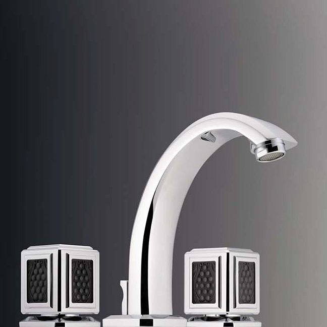 THG Metropolis cristal noir Смеситель для раковины, 3 отв., цвет: хром/черный хрусталь