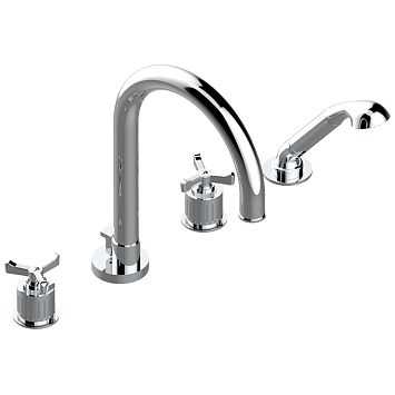 THG Hamptons Смеситель на борт ванны, 4 отв., с ручным душем, цвет: хром