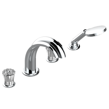 Смеситель для ванны THG Mille Nuits - Clear crystal набортный на 4 отв. с изливом СУПЕР ГОЛИАФ