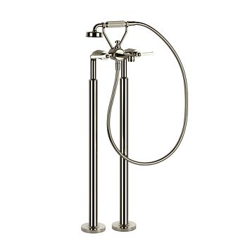 Gessi Venti20 Смеситель для ванны напольный, двухвентильный, с ручным душем и шлангом 1500 мм., внешняя часть, Nickel PVD