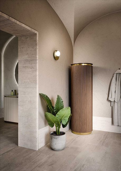Комплект мебели Oasis Naos, напольный, столешница calacatta oro,  Глянцевый лакированный цвет "Tortora Elegance" / Глянцевое золото