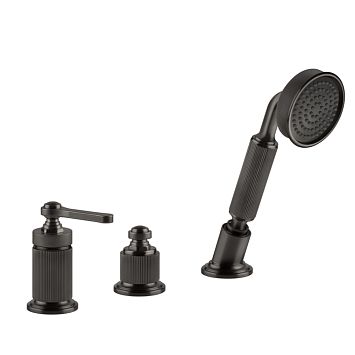 Gessi Venti20 Смеситель для установки на борт ванны на 3 отв., однор.й, без излива, с ручным душем и шлангом 1500 мм., Black Metal Brushed PVD