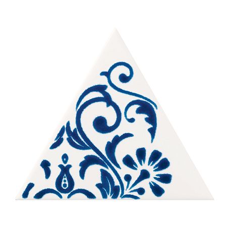 Керамическая плитка Petracers Triangolo Ricciolo Blu Su Bianco 17x17