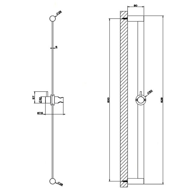 Gessi 316 Штанга для душа, steel brushed