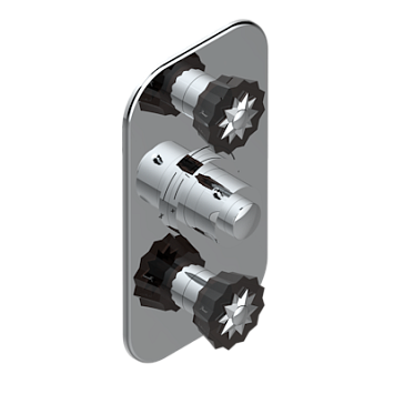 Накладка THG Mille Nuits - Brume crystal с ручкой регулировки температуры и двумя маховиками для термостатического смесителя 5400AE