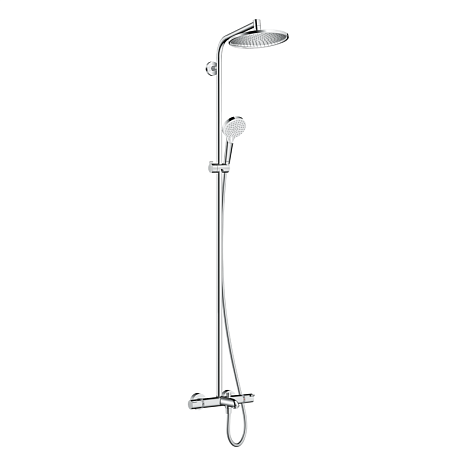 Термостат для душа Hansgrohe Crometta Showerpipe S 240 SHP: термостат для ванны + стойка с верхним душем 240мм + ручной душ со шлангом 160мм, цвет: хром