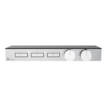 Gessi Hi-Fi Термостат для душа, с вкл. до 3 источников одновременно (внешняя часть), с полкой из черного мат. стекла, хром