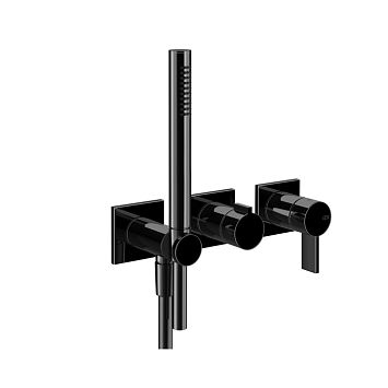 Gessi Inverso Rigato Внешняя часть настенного смесителя для душа на 2 выхода с перекл и ручным душем , Black Metal PVD
