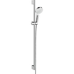 Душевой набор Hansgrohe Crometta Vario Unica: штанга 900mm, ручной душ, 2jet (Rain, IntenseRain), EcoSmart, шланг, цвет: белый/хром купить в Москве: интернет-магазин StudioArdo