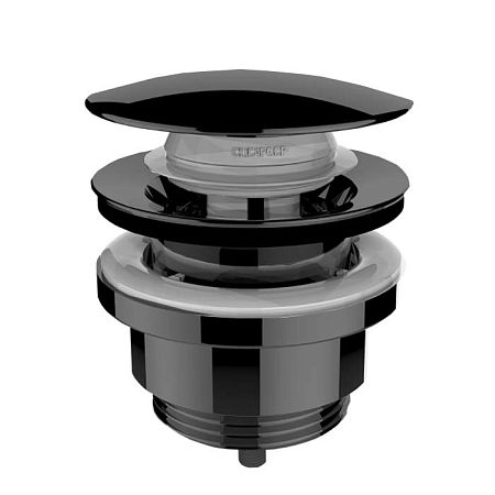 BOSSINI Донный клапан клик-клак управляемый нажатием для раковины с переливом, черный матовый (073)