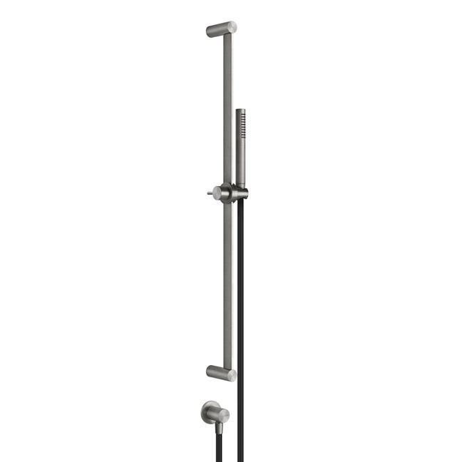Gessi 316 Штанга в комплекте с душевой лейкой с легкой очисткой, шланг 1,50 м, вывод воды из стены, steel brushed