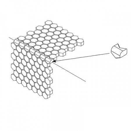 Мозаика Mutina Phenomenon Mosaics Raccordo Esterno Honeycom A+B Bianco Matt 7,6x9,4