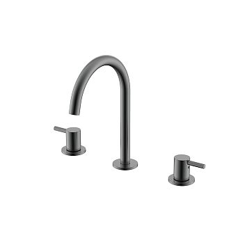 Nemo NM-2315BGM Смеситель на 3 отверстия для раковины с донным клапаном BRUSH GUN METAL