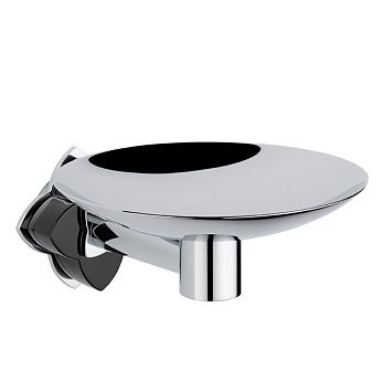 THG Petale de Cristal noir Мыльница металлическая &oslash; 15см., подвесная, цвет: хром/черный хрусталь