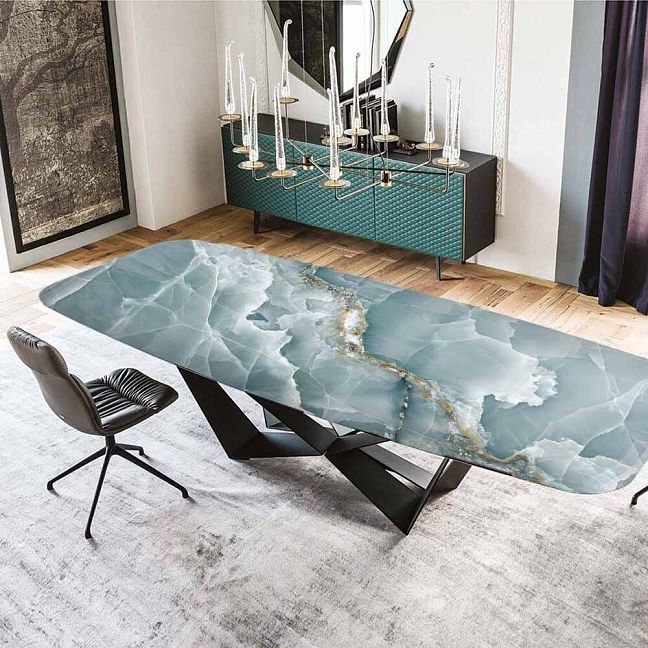 Стол ART NATURA Casa Tavoli CHOPIN 2000х1000мм; столешница Rettangolo, оникс - green