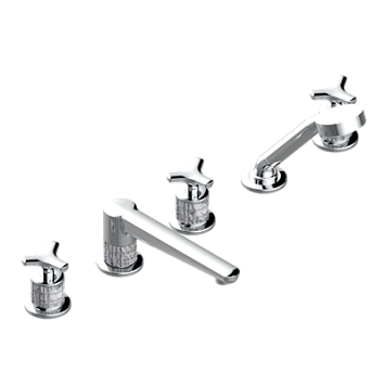 Смеситель THG System Howlite устанавливаемый на борту ванны на 5 отверстий с душем, керамическим смесителем, 2 вентилями ¾" и изливом СУПЕР ГОЛИАФ