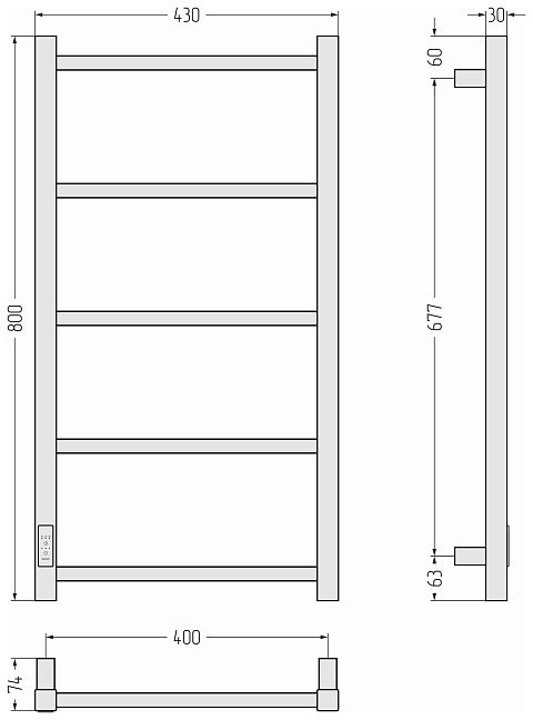 Стилье Формат 26 Полотенцесушитель электрический 80x40 Чёрный