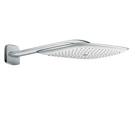 Верхний душ Hansgrohe PuraVida 1jet (RainAir), 391х261 мм, с настенным держателем 390 мм, шарнирное соединение, G1/2, цвет: белый/хром купить в Москве: интернет-магазин StudioArdo