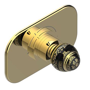 THG Marquise porcelaine noire Смеситель для душа, термостатический, цвет: золото/черный фарфор