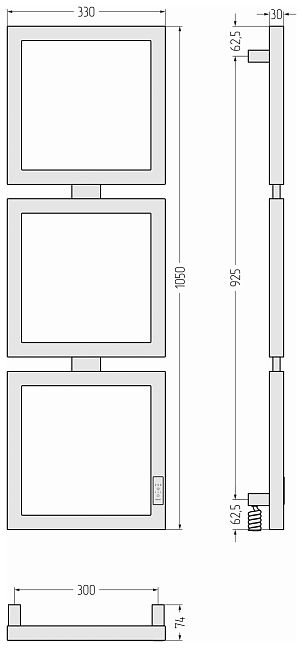 Сунержа Этюд Полотенцесушитель электрический 105x30 Матовый белый