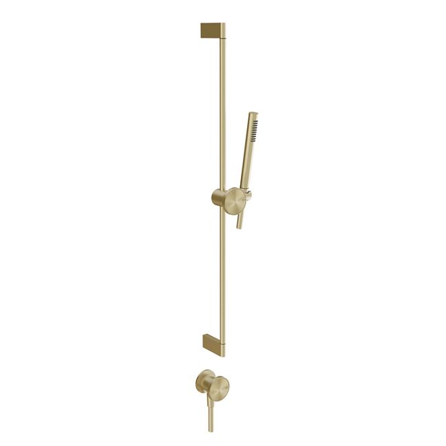 Gessi Origini Штанга в комплекте с душевой лейкой, шланг 1,50 м и вывод воды. в компл с отд вставкой, Brushed Brass PVD