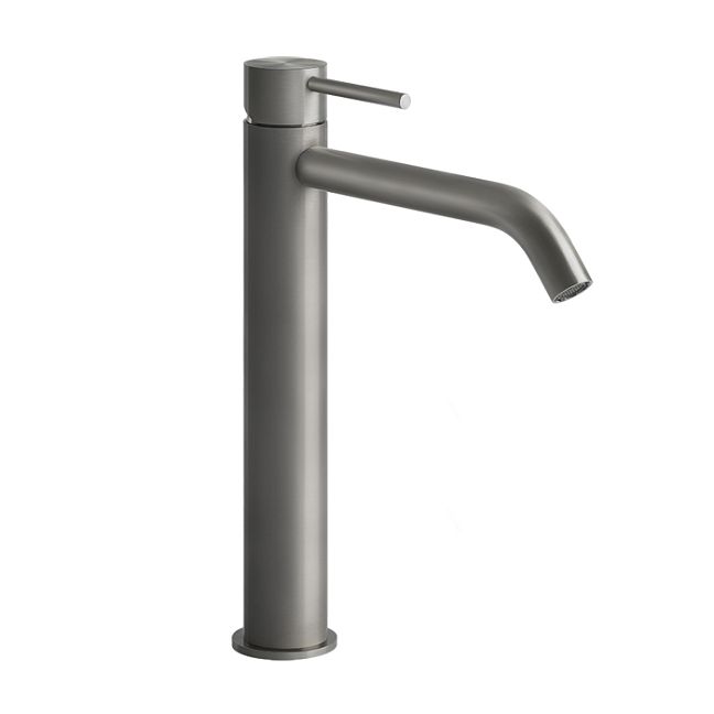 Gessi 316 Смеситель для раковины на 1 отверстие, высокий h=305мм, без донного клапана, излив 155мм, steel brushed