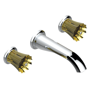 Внешняя часть смесителя THG Mille Nuits - Champagne crystal встраиваемого в стену для ванны на три отверстия с изливом ГОЛИАФ