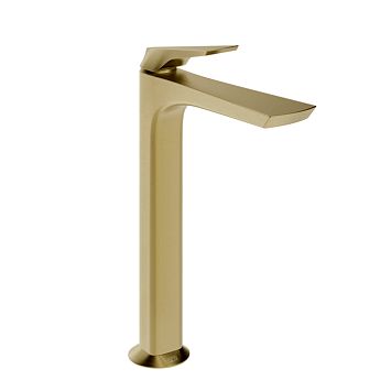 Gessi Ventaglio Смеситель для раковины высокий с донным клапаном Stop Go и соединительными шлангами, Brass Brushed PVD